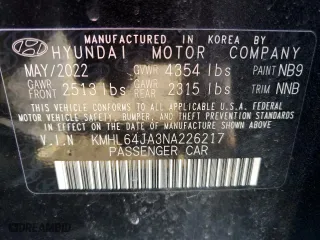 2022 Hyundai Sonata SEL with VIN KMHL64JA3NA226217, listed as a Copart auction lot 87853325 with 29,735 mi miles and Salvage Title. Bid and sale history available at carsss.com. Image 12.