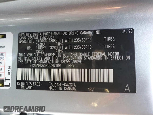2023 Lexus RX with VIN 2T2BAMCA5PC020189, listed as a Copart auction lot 46678454 with 4,454 mi miles. Bid and sale history available at carsss.com. Image 14.