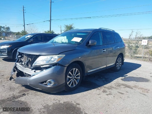 2016 Nissan Pathfinder S with VIN 5N1AR2MN5GC620696, listed as a IAAI auction lot 41294167 with 104,757 mi miles. Bid and sale history available at carsss.com. Image 2.