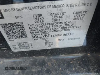 2021 Chevrolet Silverado 1500 LT with VIN 3GCUYDET1MG100713, listed as a IAAI auction lot 41854330 with 92,186 mi miles. Bid and sale history available at carsss.com. Image 9.