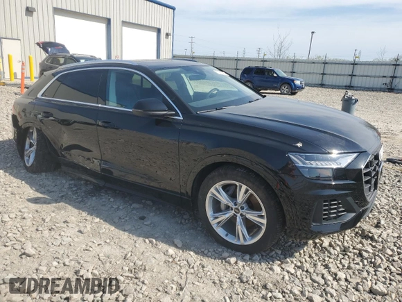 2023 Audi Q8 Premium Plus with VIN WA1BVBF1XPD032408, listed as a Copart auction lot 55977695 with 19,596 mi miles and Salvage title. Bid and sale history available at DreamBid. Image 4.