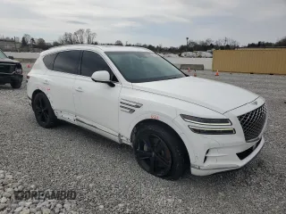 2021 Genesis GV80 with VIN KMUHCESC3MU063670, listed as a Copart auction lot 52118905 with 72,696 mi miles and Salvage Title. Bid and sale history available at DreamBid. Image 4.