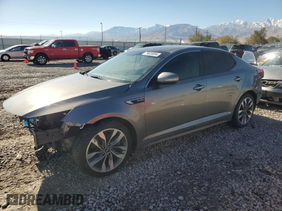 2015 Kia Optima SX Turbo with VIN 5XXGR4A60FG445912, listed as a Copart auction lot 79620894 with 77,354 mi miles and Salvage Title. Bid and sale history available at carsss.com. Image 1.