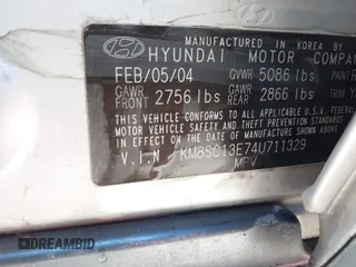 2004 Hyundai Santa Fe GLS with VIN KM8SC13E74U711329, listed as a IAAI auction lot 41814704 with 1 mi miles. Bid and sale history available at carsss.com. Image 9.