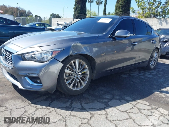 2021 Infiniti Q50 3.0t LUXE with VIN JN1EV7BP9MM706833, listed as a IAAI auction lot 41724977 with 55,784 mi miles. Bid and sale history available at carsss.com. Image 17.