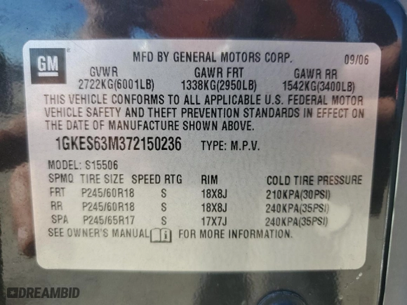 2007 GMC Envoy Denali with VIN 1GKES63M372150236, listed as a Copart auction lot 73612354 with 161,934 mi miles and Salvage Title. Bid and sale history available at carsss.com. Image 16.