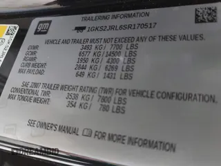 2025 GMC Yukon XL Denali with VIN 1GKS2JRL6SR170517, listed as a IAAI auction lot 41715754 with 1,091 mi miles. Bid and sale history available at carsss.com. Image 9.