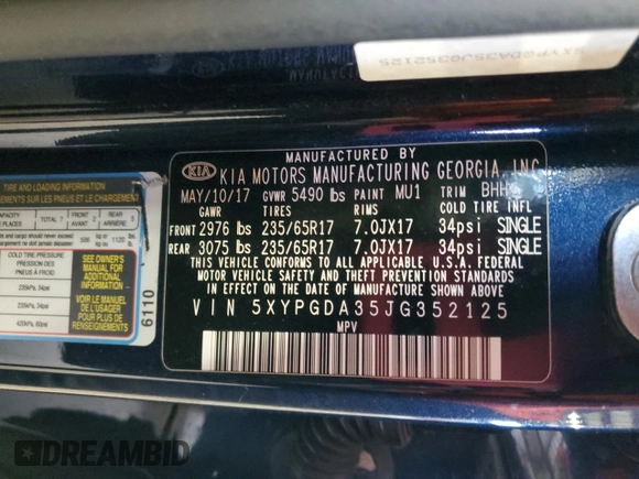 2018 Kia Sorento LX with VIN 5XYPGDA35JG352125, listed as a Copart auction lot 49778945 with 96,332 mi miles and Salvage Title. Bid and sale history available at carsss.com. Image 15.
