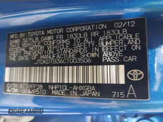 2012 Toyota Prius One with VIN JTDKDTB36C1003506, listed as a IAAI auction lot 42171285 with 144,240 mi miles. Bid and sale history available at carsss.com. Image 9.