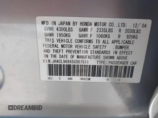 2005 Acura TSX with VIN JH4CL969X5C007511, listed as a IAAI auction lot 42655475 with 197,982 mi miles and . Bid and sale history available at DreamBid. Image 9.