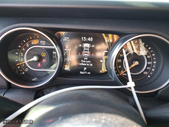 2018 Jeep Wrangler Unlimited Sahara with VIN 1C4HJXENXJW264371, listed as a Copart auction lot 46648505 with 56,671 mi miles and Salvage Title. Bid and sale history available at carsss.com. Image 9.