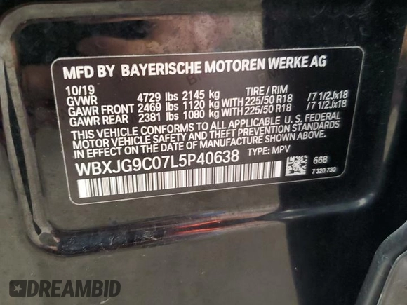 2020 BMW X1 xDrive28i с VIN WBXJG9C07L5P40638, выставлен на аукционе Copart как лот 58379065 с пробегом 30 771 миль миль и Списание • Salvage title. История ставок и продаж доступна на DreamBid. Изображение 14.