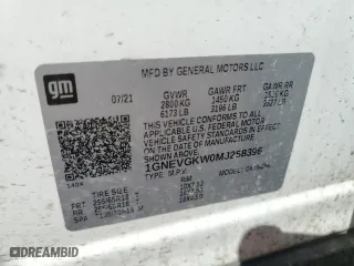 2021 Chevrolet Traverse LT Cloth with VIN 1GNEVGKW0MJ258396, listed as a Copart auction lot 49297835 with 47,917 mi miles and Non Repairable. Bid and sale history available at carsss.com. Image 13.