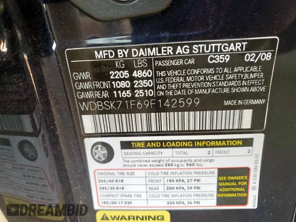 2009 Mercedes-Benz SL 550 z VIN WDBSK71F69F142599, wystawiony jako Copart lot #50241095 z przebiegiem 58 416 mil mil oraz Szkoda całkowita • Salvage title. Historia ofert i sprzedaży dostępna na DreamBid. Obrazek 12.