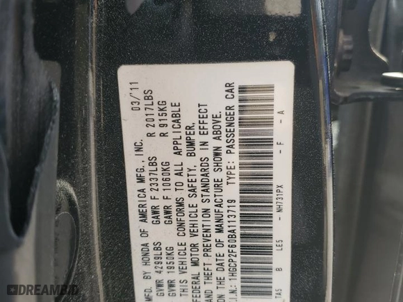 2011 Honda Accord Sdn SE with VIN 1HGCP2F60BA113719, listed as a Copart auction lot 51689655 with 109,444 mi miles and Salvage Title. Bid and sale history available at carsss.com. Image 14.