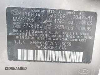 2006 Hyundai Azera SE with VIN KMHFC46F26A126069, listed as a IAAI auction lot 42480770 with Not provided miles and . Bid and sale history available at DreamBid. Image 9.