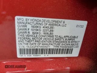 2022 Acura ILX Premium with VIN 19UDE2F87NA004271, listed as a Copart auction lot 60274525 with 33,422 mi miles and Salvage title. Bid and sale history available at DreamBid. Image 12.