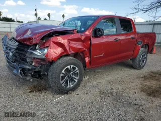 2021 Chevrolet Colorado 2WD Z71 with VIN 1GCGSDEN8M1222192, listed as a Copart auction lot 67338574 with 77,941 mi miles and Salvage Title. Bid and sale history available at carsss.com. Image 1.