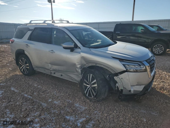 2023 Nissan Pathfinder Platinum with VIN 5N1DR3DK5PC268180, listed as a Copart auction lot 44169395 with 20,305 mi miles and Salvage Title. Bid and sale history available at carsss.com. Image 4.