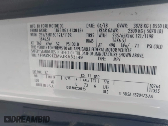 2018 Ford Transit Passenger XL с VIN 1FMZK1ZM9JKA83149, выставлен на аукционе IAAI как лот 42176852 с пробегом 40 042 миль миль и . История ставок и продаж доступна на DreamBid. Изображение 9.