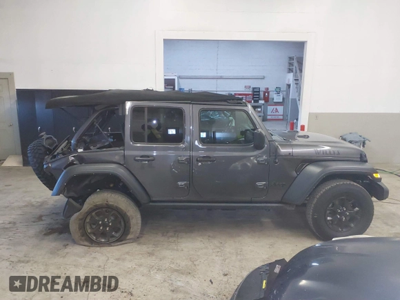 2021 Jeep Wrangler Unlimited Sport S with VIN 1C4HJXDN8MW744768, listed as a IAAI auction lot 41894327 with 47,826 mi miles and . Bid and sale history available at DreamBid. Image 13.