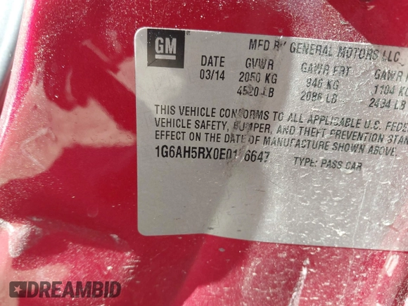 2014 Cadillac ATS Luxury AWD with VIN 1G6AH5RX0E0176647, listed as a IAAI auction lot 40939517 with 103,348 mi miles and . Bid and sale history available at DreamBid. Image 9.