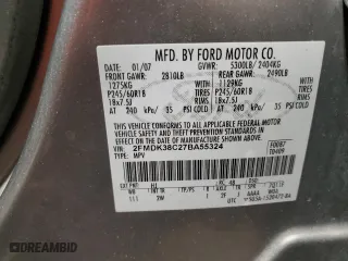 2007 Ford Edge SEL with VIN 2FMDK38C27BA55324, listed as a Copart auction lot 45456995 with 160,593 mi miles and Salvage Title. Bid and sale history available at carsss.com. Image 13.