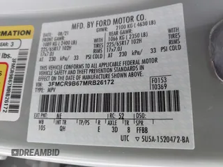 2021 Ford Bronco Sport Big Bend с VIN 3FMCR9B67MRB26172, выставлен на аукционе IAAI как лот 42118641 с пробегом 79 077 миль миль и . История ставок и продаж доступна на DreamBid. Изображение 9.