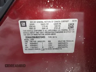 2016 Chevrolet Equinox LT with VIN 2GNALCEK4G6316453, listed as a IAAI auction lot 41602383 with 141,983 mi miles and . Bid and sale history available at carsss.com. Image 9.