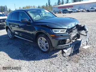 2018 Audi Q5 Premium Plus with VIN WA1BNAFY9J2125799, listed as a IAAI auction lot 42035992 with 59,403 mi miles. Bid and sale history available at carsss.com. Image 1.