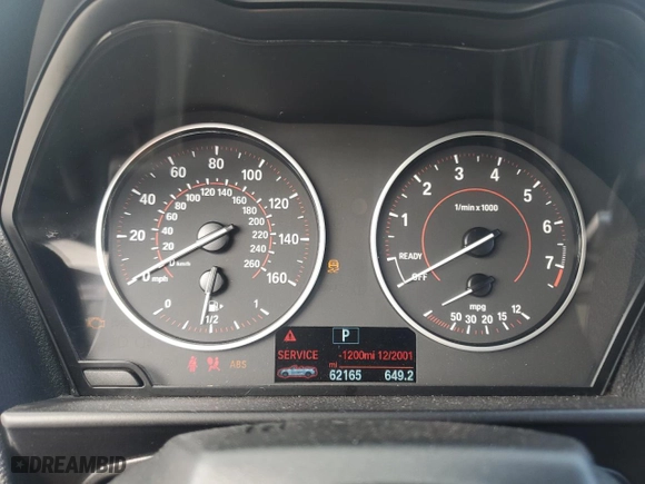 2017 BMW 2 Series 230i with VIN WBA2K9C36H7A26375, listed as a Copart auction lot 47055625 with 62,165 mi miles and Salvage Title. Bid and sale history available at carsss.com. Image 9.