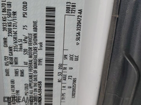 2022 Ford Transit Cargo z VIN 1FTYE1C86NKA58458, wystawiony jako Copart lot #56741155 z przebiegiem 41 243 mil mil oraz Szkoda całkowita • Salvage title. Historia ofert i sprzedaży dostępna na DreamBid. Obrazek 13.