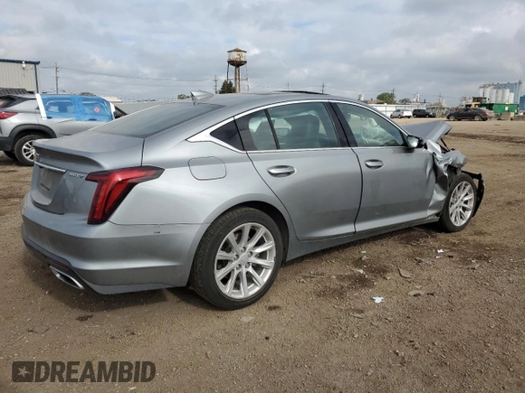 2023 Cadillac CT5 Luxury with VIN 1G6DX5RK0P0123857, listed as a Copart auction lot 56399025 with 45,565 mi miles and Salvage title. Bid and sale history available at DreamBid. Image 3.