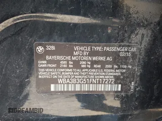 2015 BMW 3 Series 328i xDrive with VIN WBA3B3G51FNT17272, listed as a IAAI auction lot 41961948 with 151,532 mi miles and . Bid and sale history available at DreamBid. Image 9.