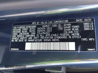 2021 Volvo XC60 Inscription Expression with VIN YV4BR0DL5M1820896, listed as a IAAI auction lot 42207370 with 58,670 mi miles and . Bid and sale history available at DreamBid. Image 9.