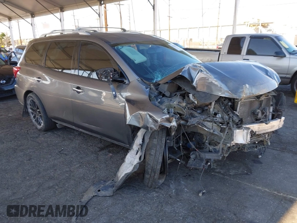2019 Nissan Pathfinder SL with VIN 5N1DR2MN3KC590250, listed as a IAAI auction lot 41295078 with 104,501 mi miles and . Bid and sale history available at DreamBid. Image 1.