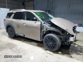 2024 Nissan Pathfinder Platinum with VIN 5N1DR3DK2RC229677, listed as a Copart auction lot 43374905 with 9,403 mi miles and Salvage title. Bid and sale history available at DreamBid. Image 4.