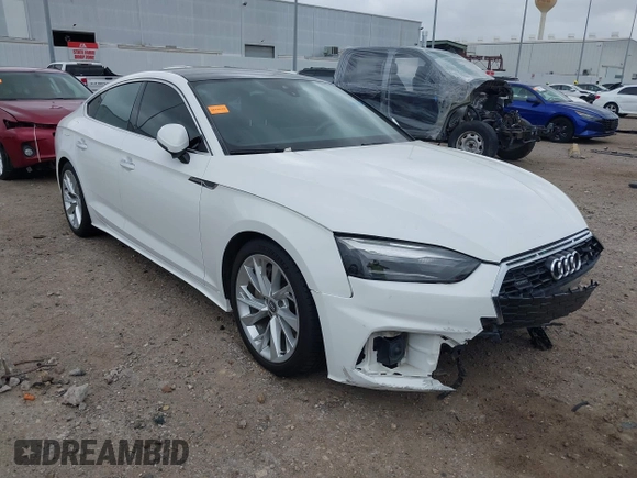 2020 Audi A5 Sportback Premium with VIN WAUANCF58LA005971, listed as a IAAI auction lot 41910149 with 72,600 mi miles. Bid and sale history available at carsss.com. Image 1.
