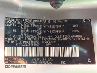 2015 Toyota Sienna XLE с VIN 5TDYK3DC0FS688624, выставлен на аукционе IAAI как лот 42252799 с пробегом 201 522 миль миль и . История ставок и продаж доступна на DreamBid. Изображение 9.