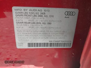 2014 Audi Q5 Premium Plus with VIN WA1CMAFP7EA055438, listed as a IAAI auction lot 41983167 with 157,166 mi miles and . Bid and sale history available at DreamBid. Image 9.