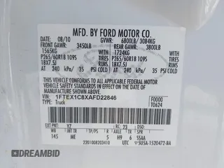 2010 Ford F-150 XL with VIN 1FTEX1C8XAFD22846, listed as a IAAI auction lot 42095864 with 325,437 mi miles and . Bid and sale history available at DreamBid. Image 9.