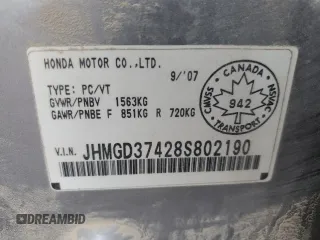2008 Honda Fit with VIN JHMGD37428S802190, listed as a Copart auction lot 47075375 with 233,373 mi miles and Clean Title. Bid and sale history available at carsss.com. Image 12.