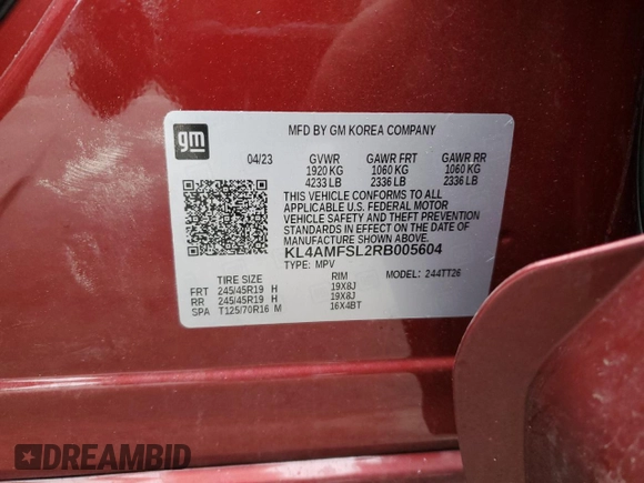 2024 Buick Encore GX Avenir z VIN KL4AMFSL2RB005604, wystawiony jako Copart lot #47529285 z przebiegiem 8 032 mil mil oraz Szkoda całkowita • Salvage title. Historia ofert i sprzedaży dostępna na DreamBid. Obrazek 13.