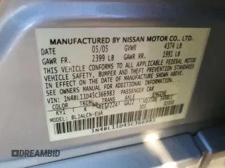 2005 Nissan Altima SL z VIN 1N4BL11D45C366983, wystawiony jako Copart lot #89256305 z przebiegiem 151 758 mil mil oraz Szkoda całkowita • Salvage title. Historia ofert i sprzedaży dostępna na DreamBid. Obrazek 13.