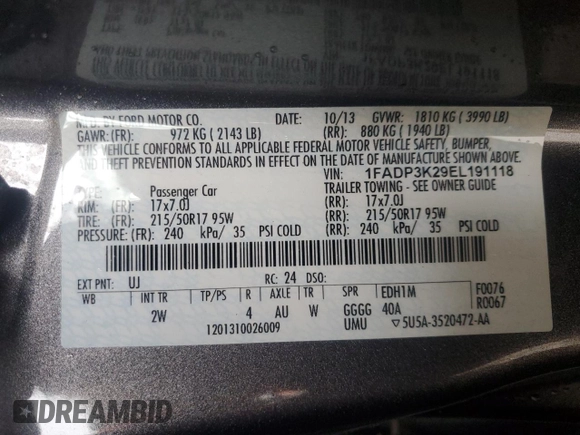 2014 Ford Focus SE with VIN 1FADP3K29EL191118, listed as a Copart auction lot 55172285 with 132,324 mi miles and Clean Title. Bid and sale history available at carsss.com. Image 12.