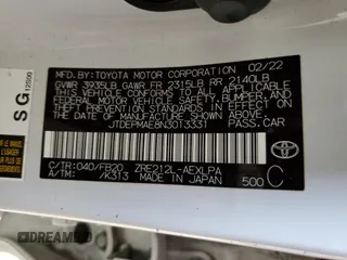 2022 Toyota Corolla LE with VIN JTDEPMAE8N3013331, listed as a Copart auction lot 55244145 with 33,045 mi miles and Salvage Title. Bid and sale history available at carsss.com. Image 13.