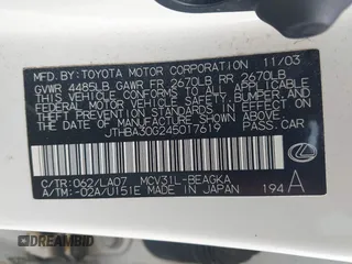 2004 Lexus ES 350 z VIN JTHBA30G245017619, wystawiony jako IAAI lot #42843600 z przebiegiem 206 759 mil mil oraz . Historia ofert i sprzedaży dostępna na DreamBid. Obrazek 9.