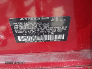 2012 Subaru WRX WRX STI with VIN JF1GV8J67CL015346, listed as a IAAI auction lot 42611906 with 173,917 mi miles and . Bid and sale history available at DreamBid. Image 9.