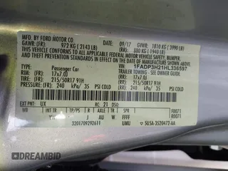 2017 Ford Focus SEL with VIN 1FADP3H21HL336597, listed as a IAAI auction lot 41729173 with 166,140 mi miles. Bid and sale history available at carsss.com. Image 9.