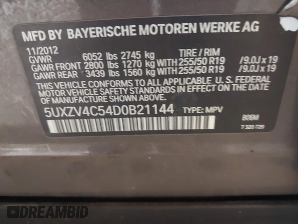 2013 BMW X5 xDrive35i z VIN 5UXZV4C54D0B21144, wystawiony jako IAAI lot #42304165 z przebiegiem 164 673 mil mil oraz . Historia ofert i sprzedaży dostępna na DreamBid. Obrazek 9.